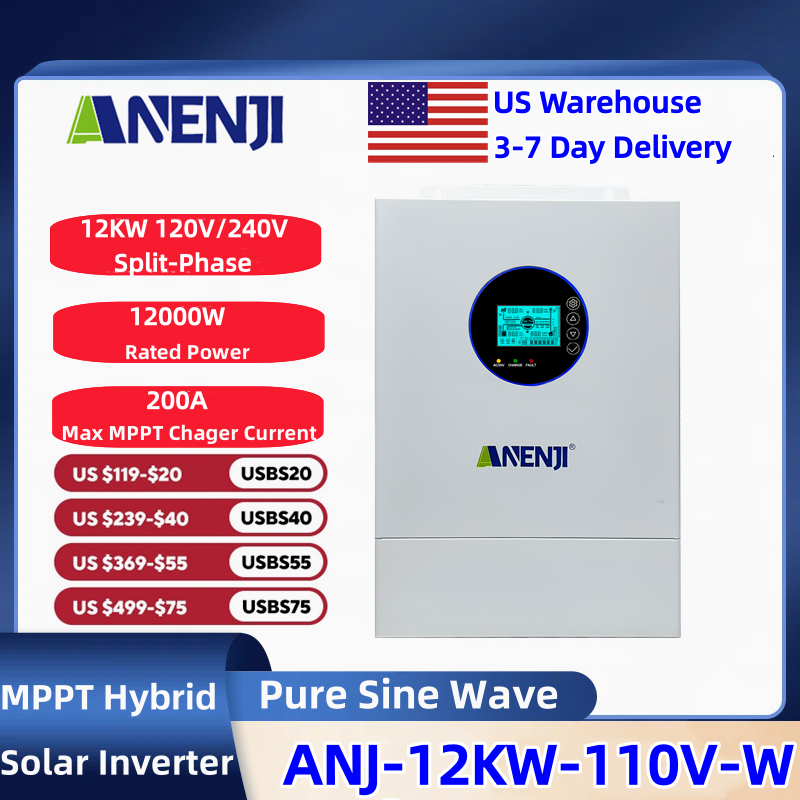 Drone Solar Charger - ANENJI Split-phase 120V/240V 12KW Hybrid Solar
